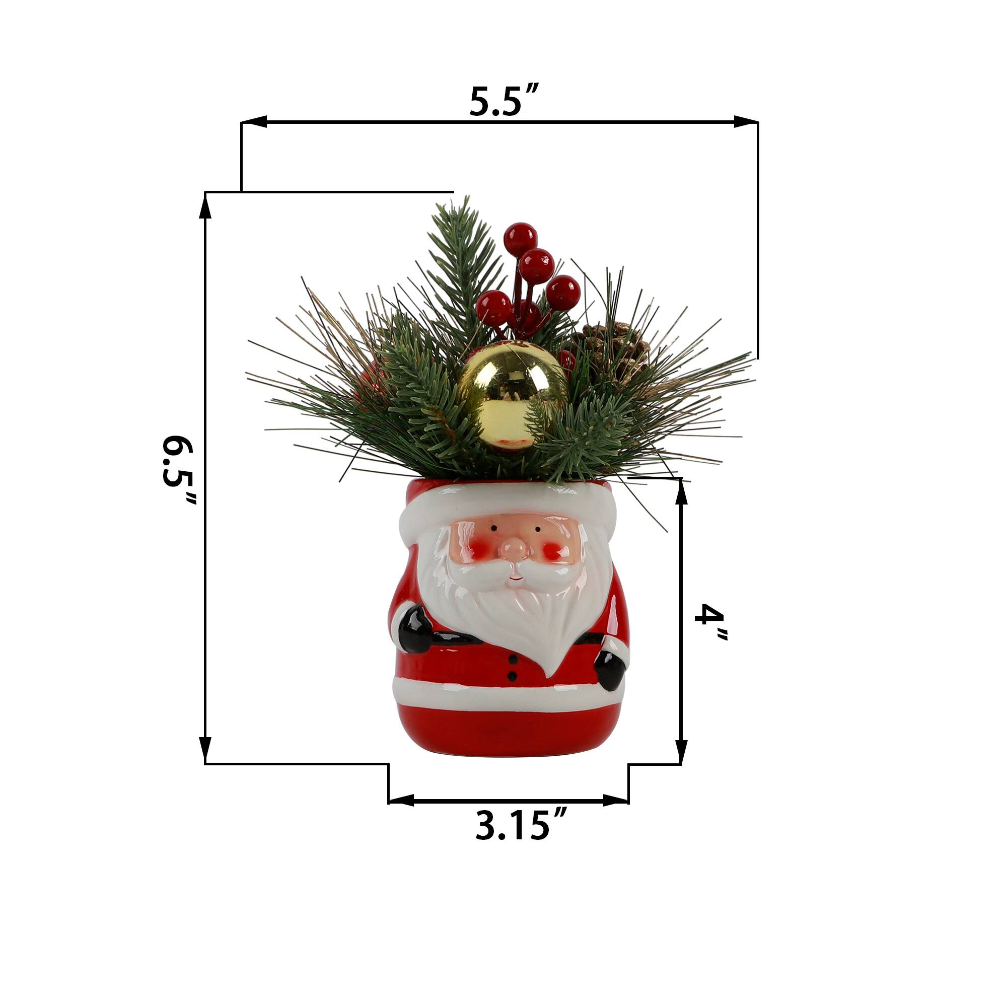 Christmas Mix In 7" Santa Ceramic Pot